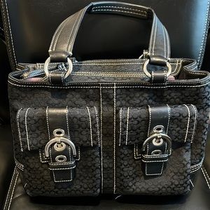 Authentic. Vintage. Leather and Black Canvas with Silver Details.